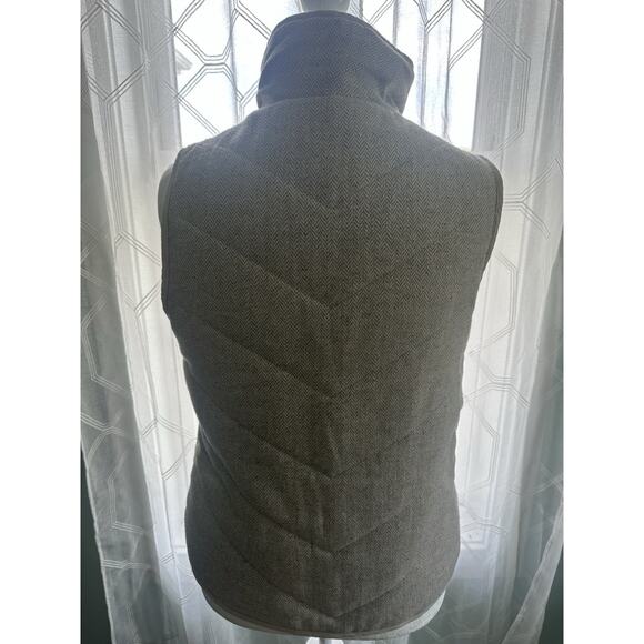 Staccato Full Zip Herringbone Quilted Vest Size L Cream Tan Neutral Outdoor Warm - Picture 3 of 6